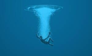 picture of a man drowning in a river